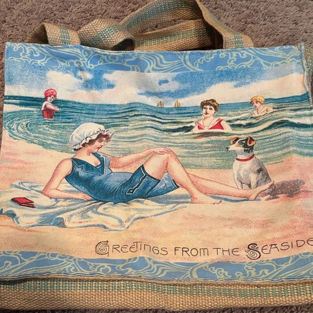 Vintage Seaside Print Tote Bag - Picture 4 of 5